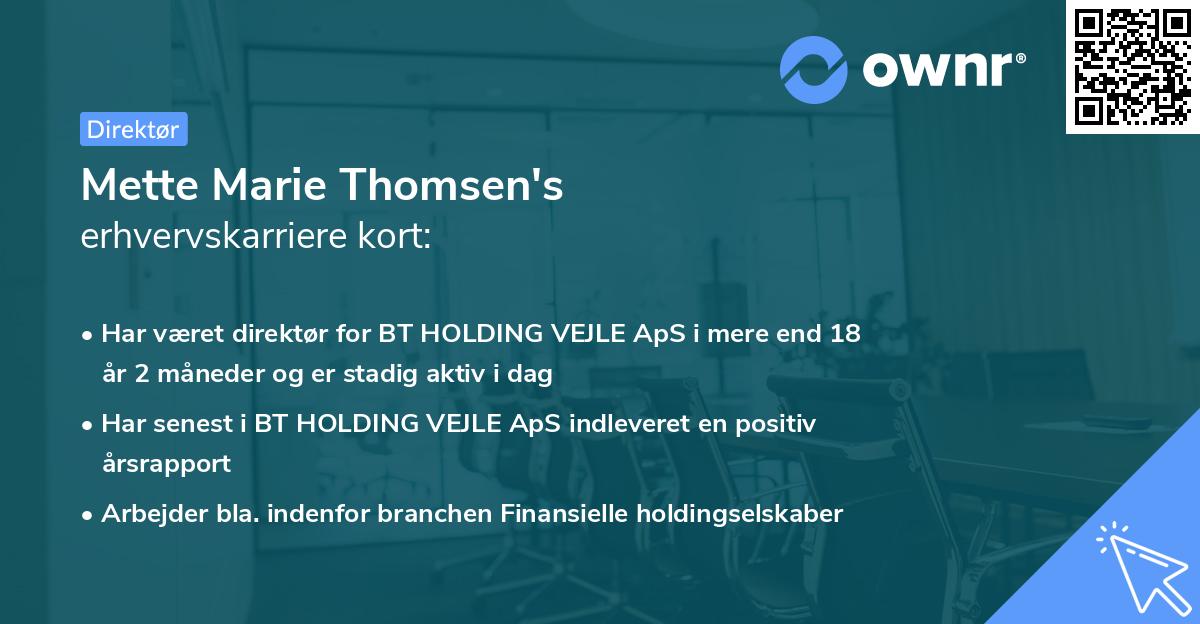 Mette Marie Thomsen's erhvervskarriere kort