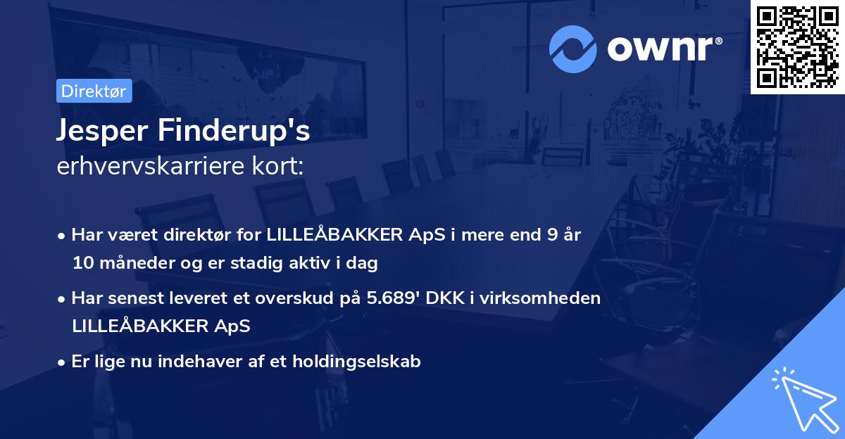 Jesper Finderup's erhvervskarriere kort