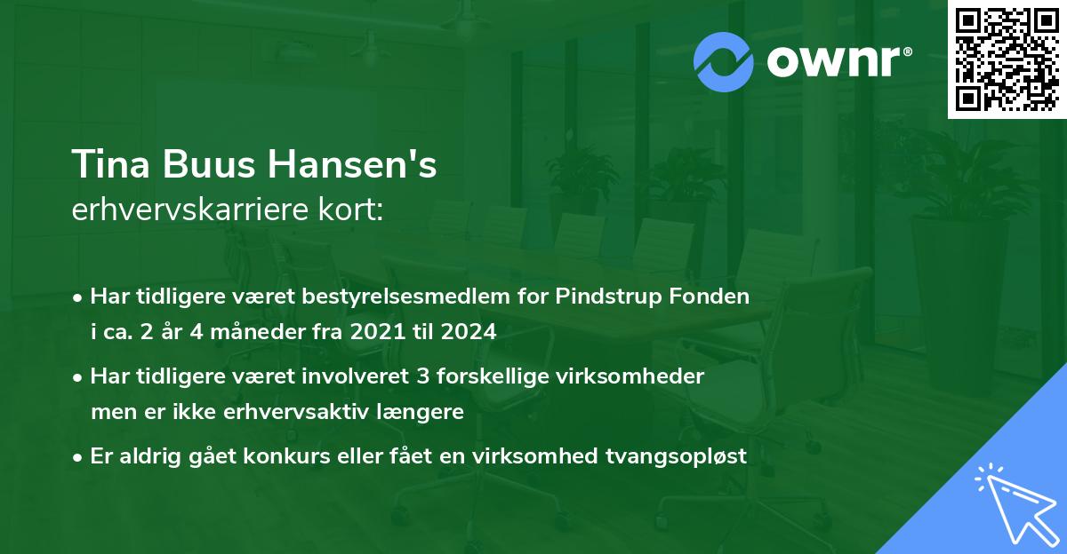 Tina Buus Hansen's erhvervskarriere kort