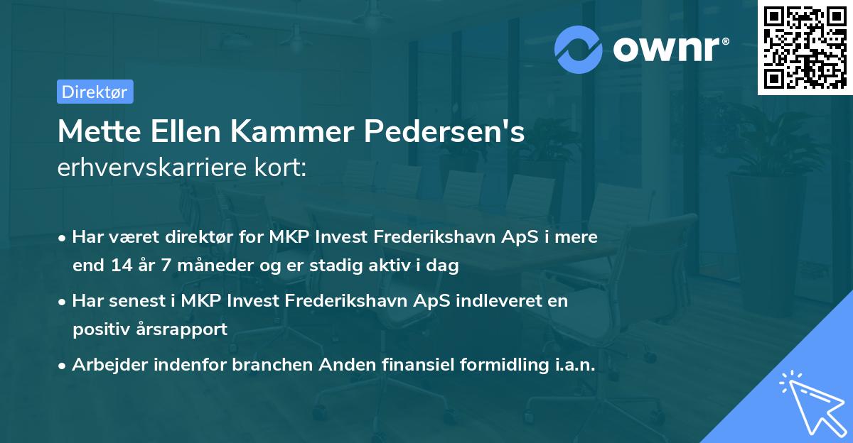 Mette Ellen Kammer Pedersen's erhvervskarriere kort