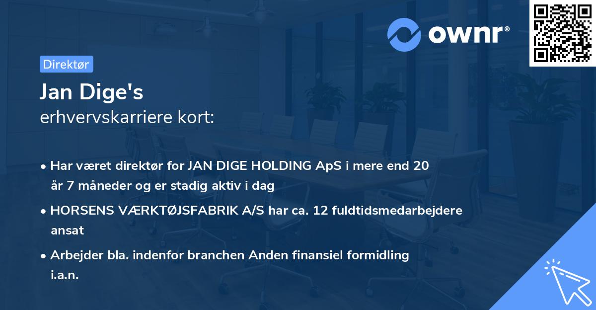 Jan Dige's erhvervskarriere kort