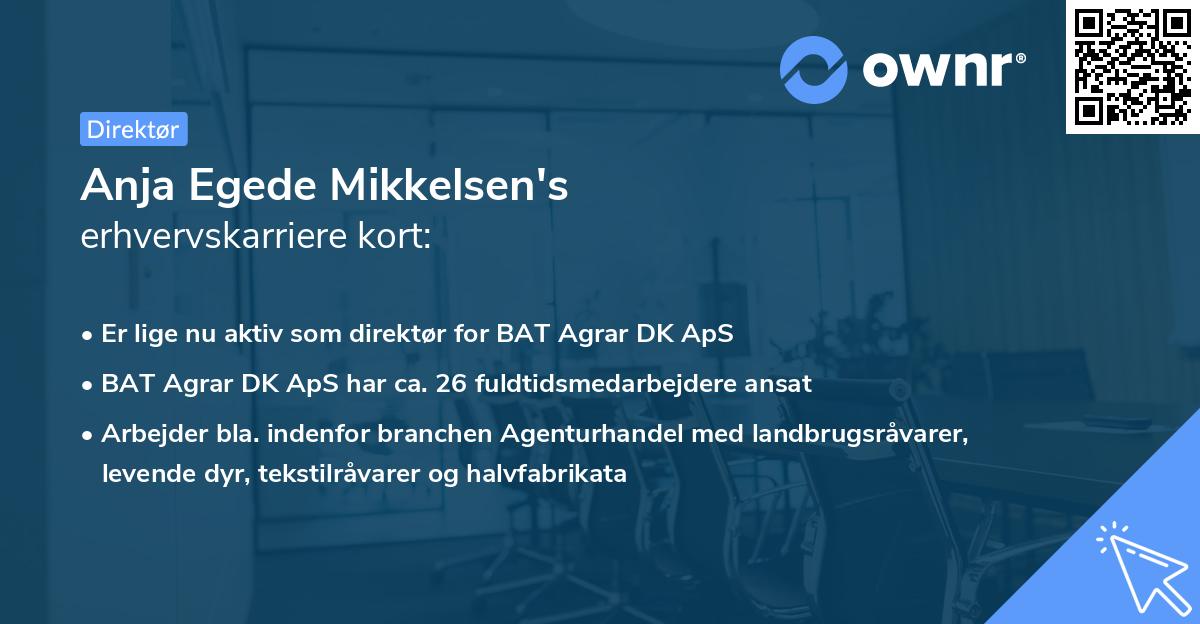 Anja Egede Mikkelsen's erhvervskarriere kort