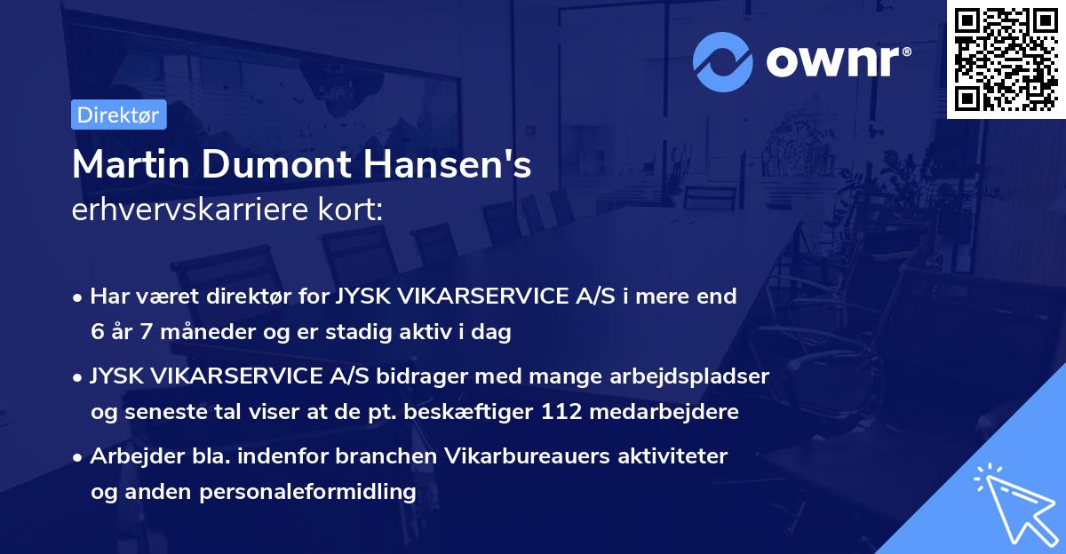 Martin Dumont Hansen's erhvervskarriere kort