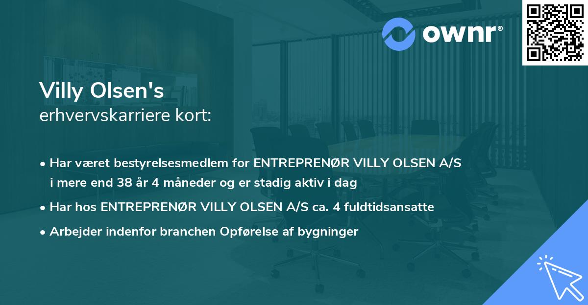 Villy Olsen's erhvervskarriere kort