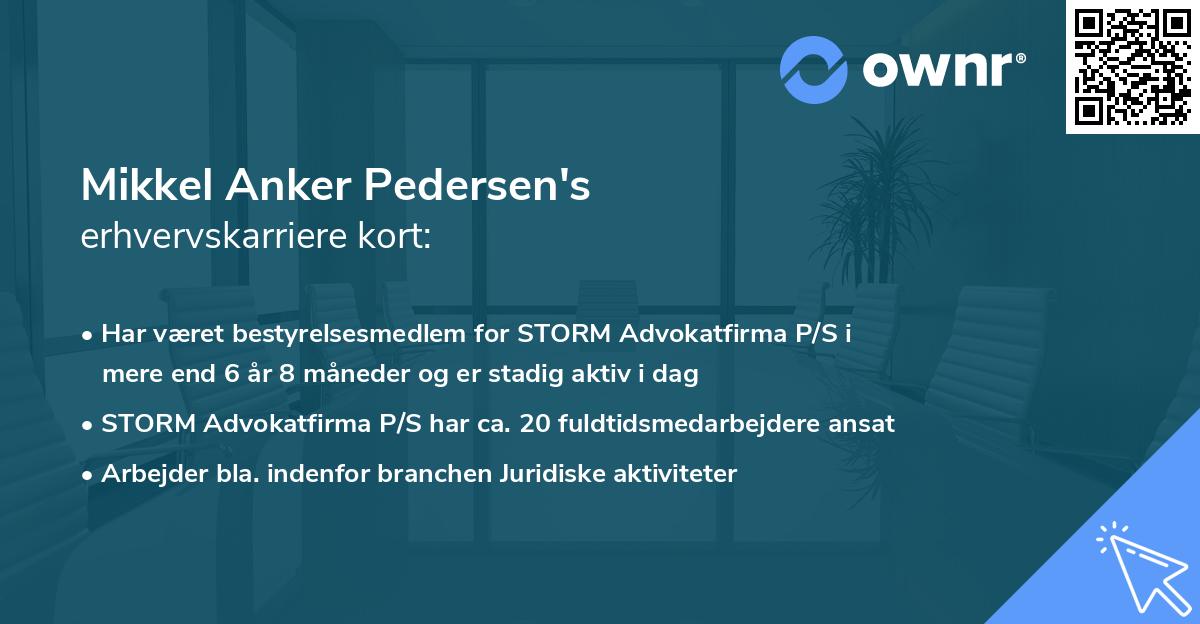 Mikkel Anker Pedersen's erhvervskarriere kort