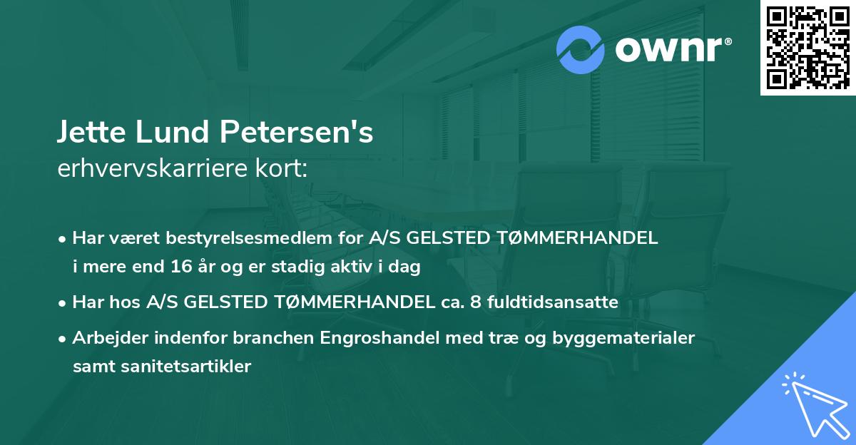Jette Lund Petersen's erhvervskarriere kort