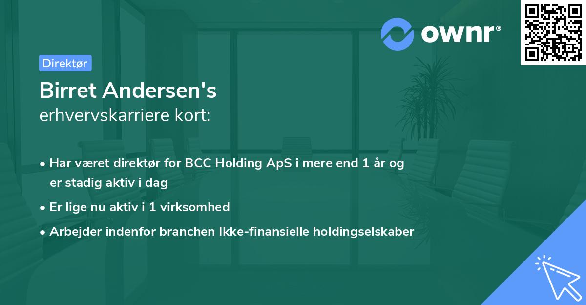 Birret Andersen's erhvervskarriere kort