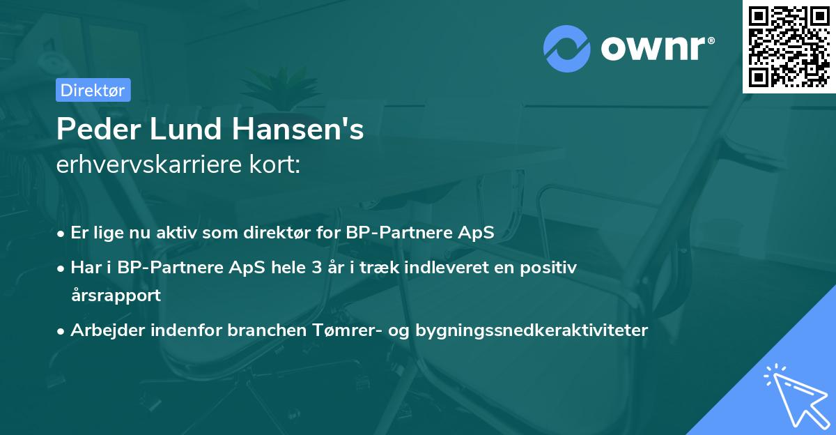 Peder Lund Hansen's erhvervskarriere kort
