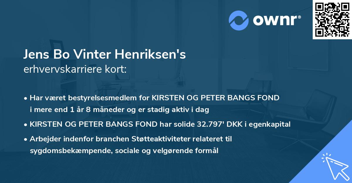 Jens Bo Vinter Henriksen's erhvervskarriere kort