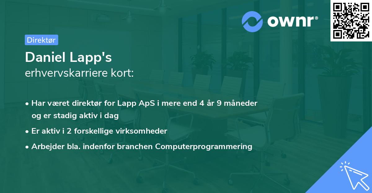 Daniel Lapp's erhvervskarriere kort
