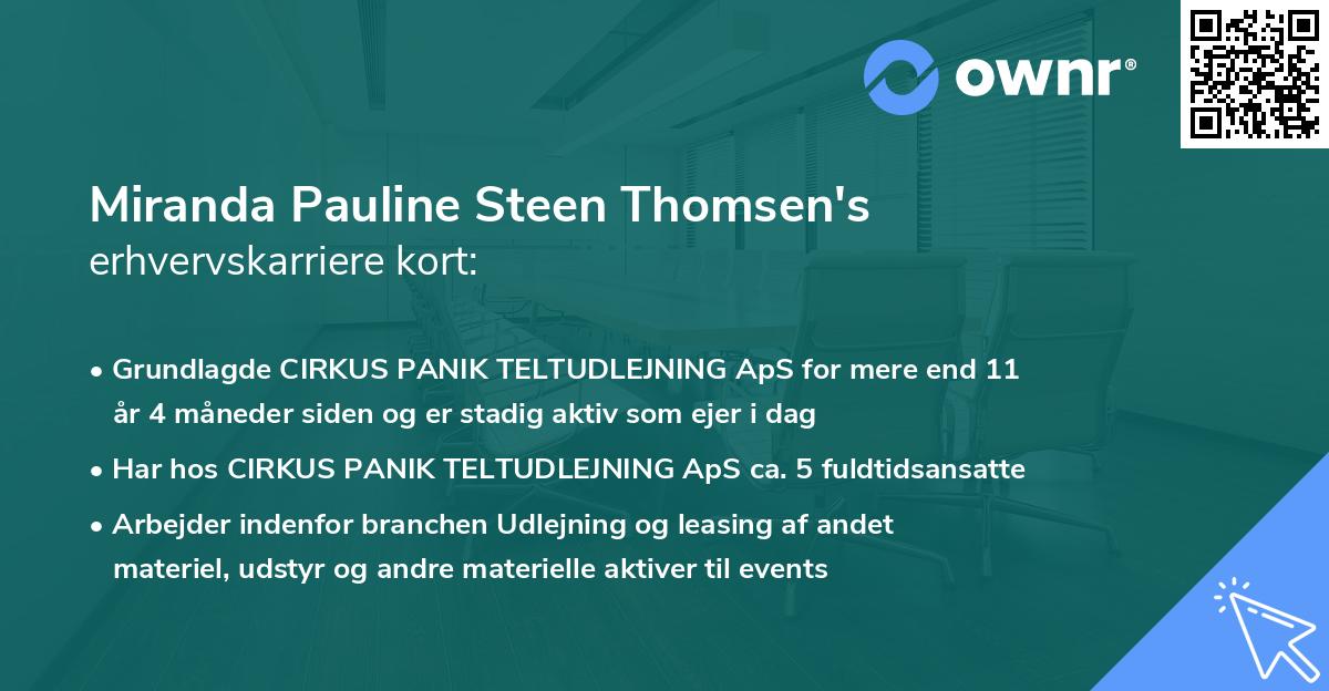 Miranda Pauline Steen Thomsen's erhvervskarriere kort