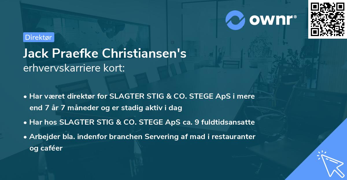 Jack Praefke Christiansen's erhvervskarriere kort