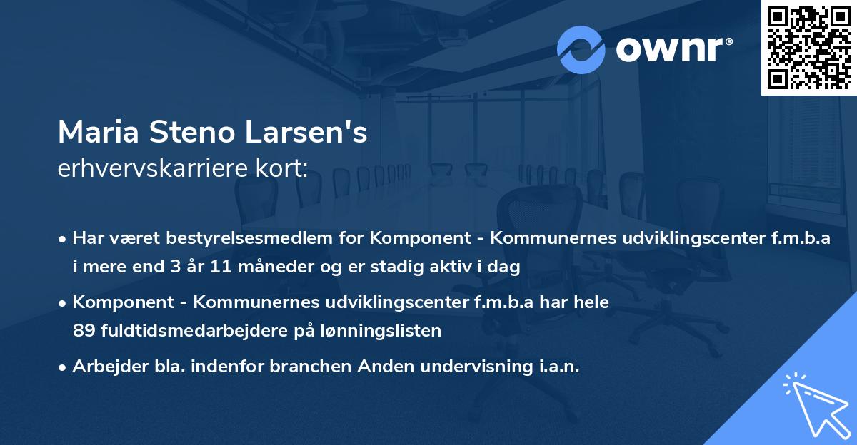 Maria Steno Larsen's erhvervskarriere kort