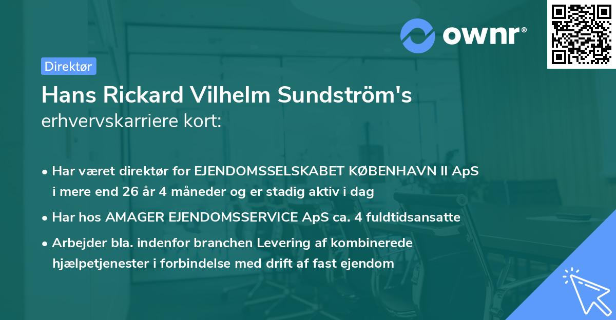Hans Rickard Vilhelm Sundström's erhvervskarriere kort