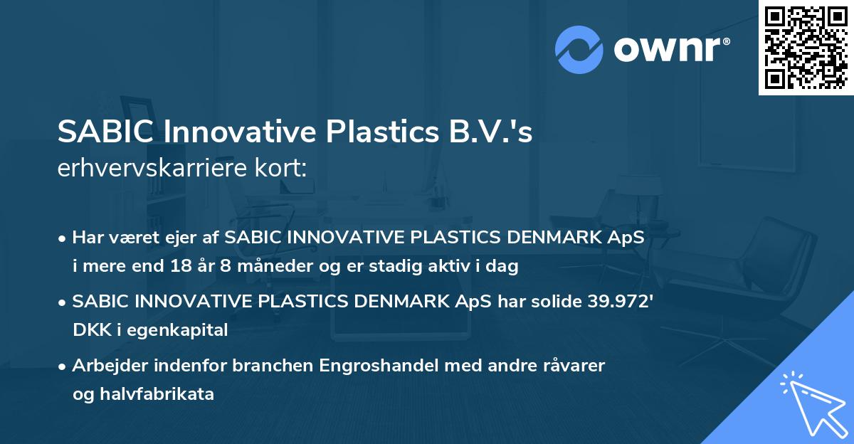 SABIC Innovative Plastics B.V.'s erhvervskarriere kort