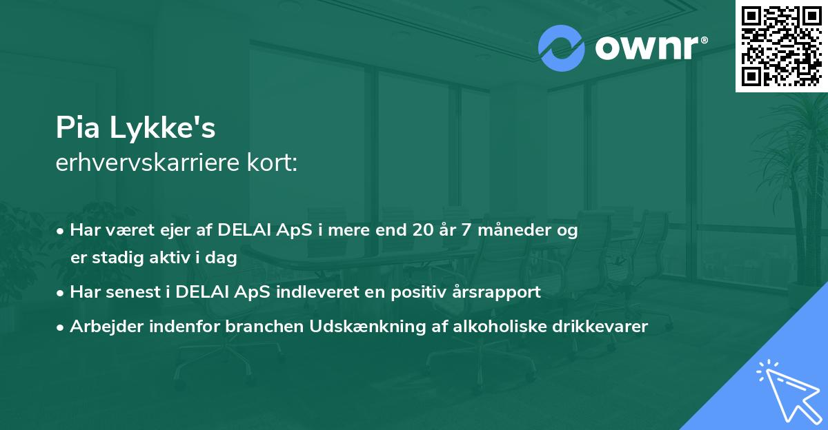 Pia Lykke's erhvervskarriere kort