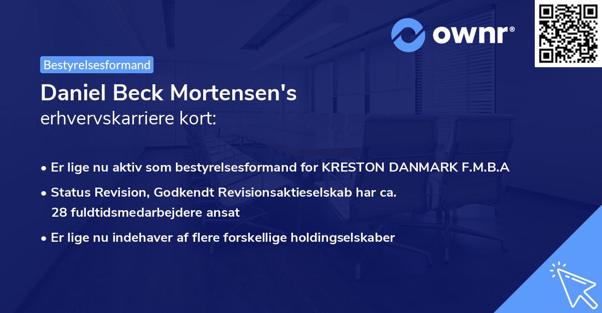 Daniel Beck Mortensen's erhvervskarriere kort