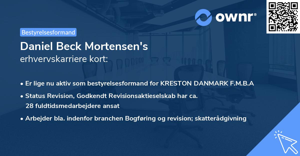 Daniel Beck Mortensen's erhvervskarriere kort