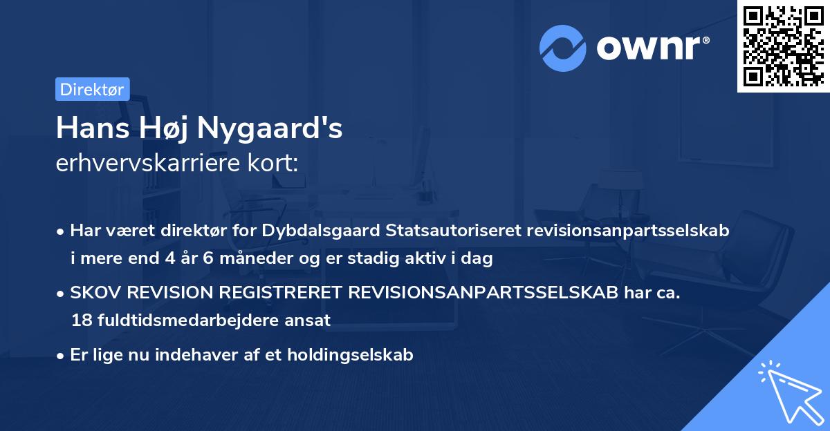 Hans Høj Nygaard's erhvervskarriere kort