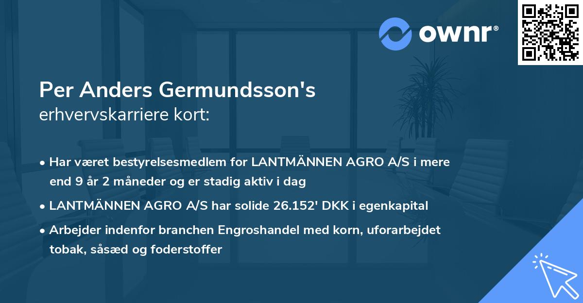 Per Anders Germundsson's erhvervskarriere kort