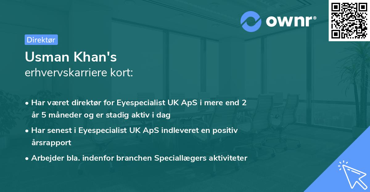 Usman Khan's erhvervskarriere kort
