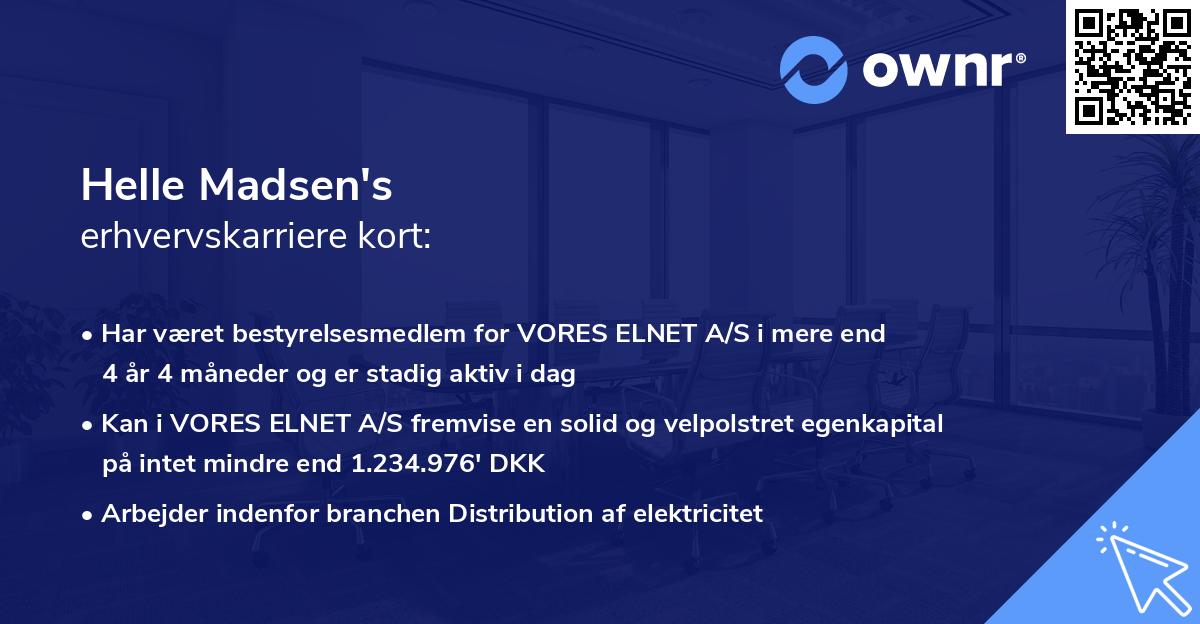 Helle Madsen's erhvervskarriere kort