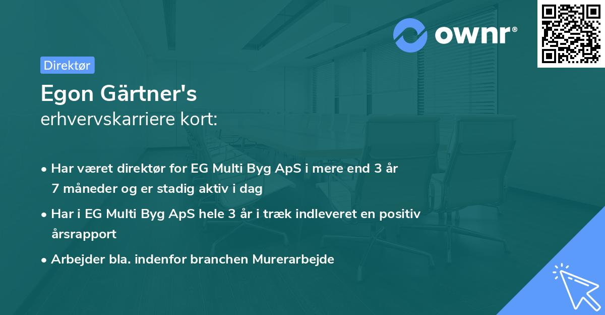 Egon Gärtner's erhvervskarriere kort