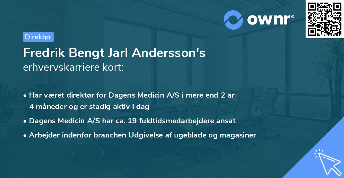 Fredrik Bengt Jarl Andersson's erhvervskarriere kort