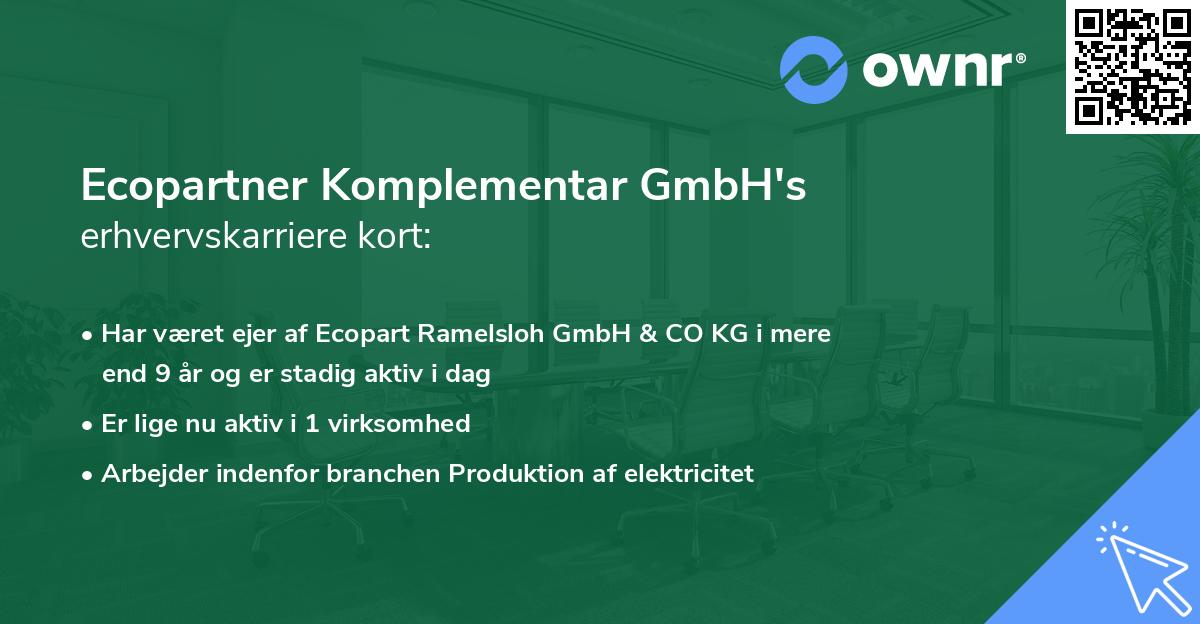 Ecopartner Komplementar GmbH's erhvervskarriere kort