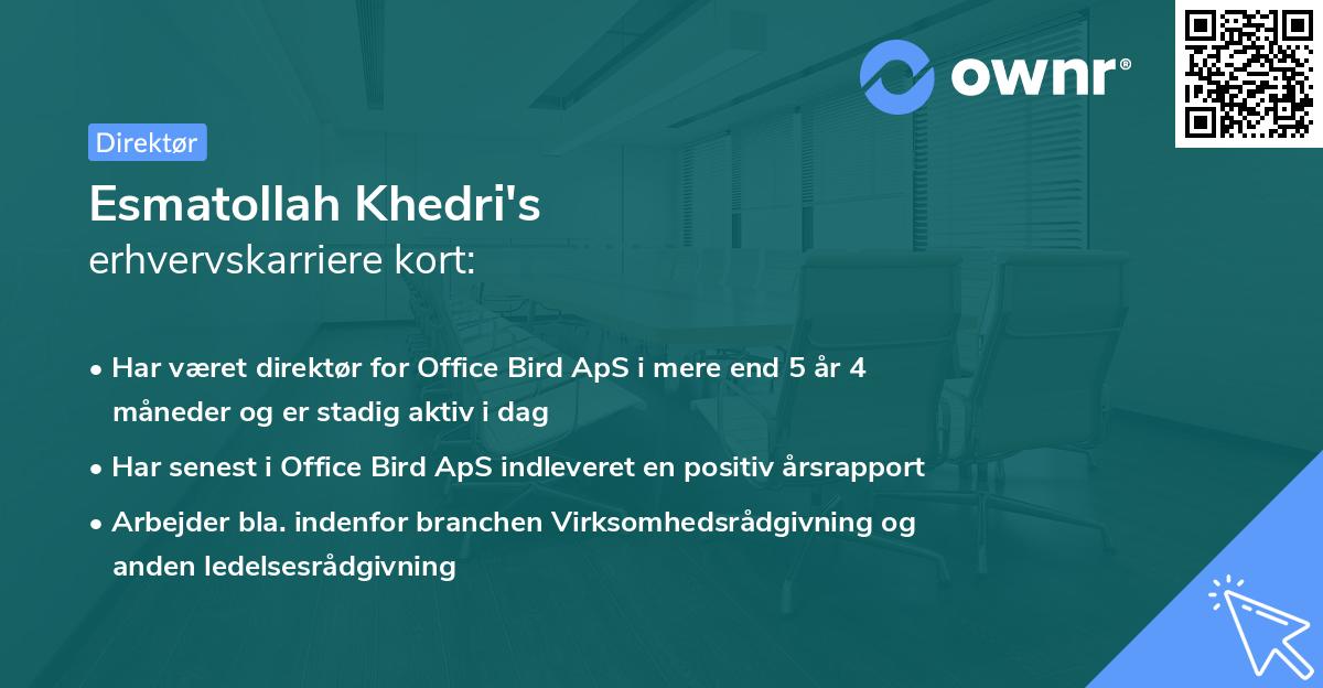 Esmatollah Khedri's erhvervskarriere kort