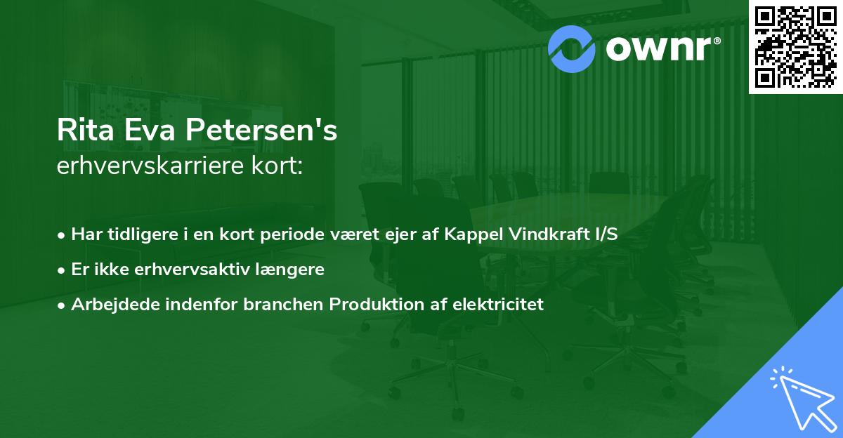 Rita Eva Petersen's erhvervskarriere kort
