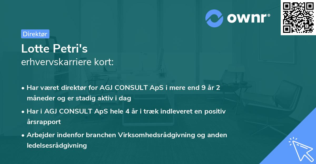 Lotte Petri's erhvervskarriere kort