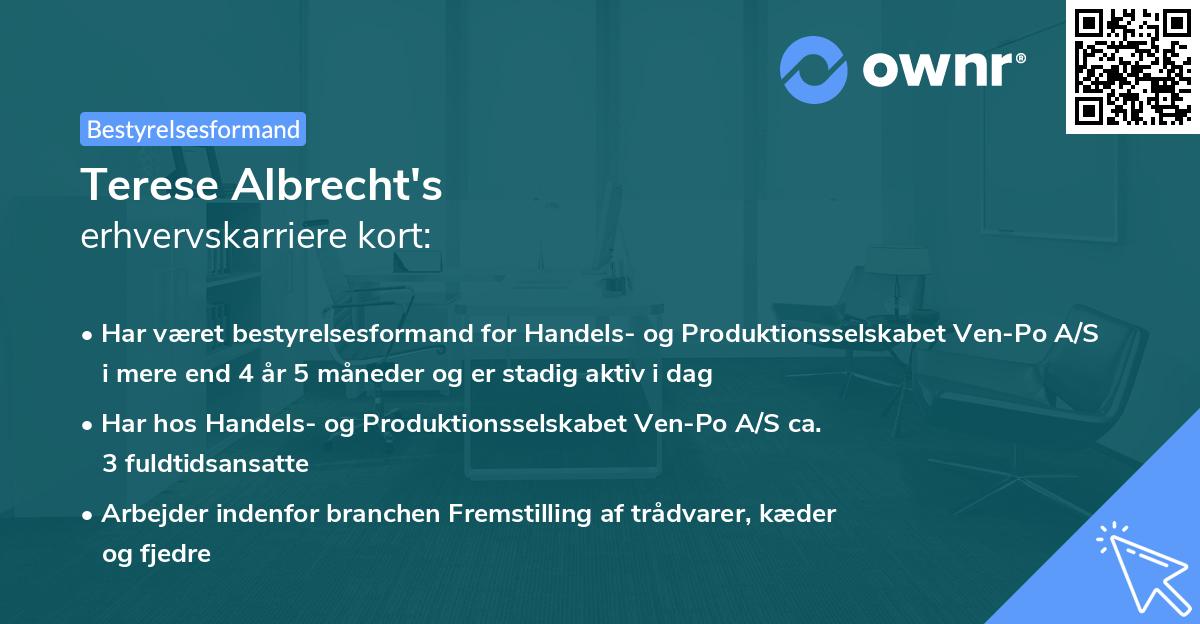 Terese Albrecht's erhvervskarriere kort