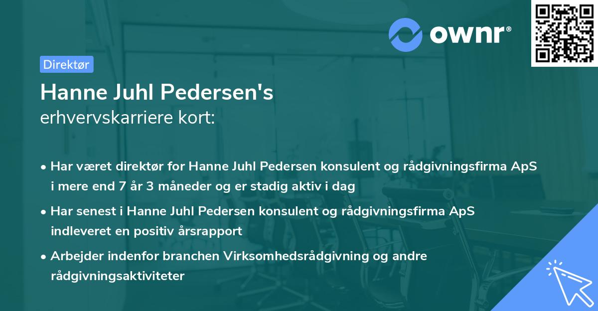 Hanne Juhl Pedersen's erhvervskarriere kort