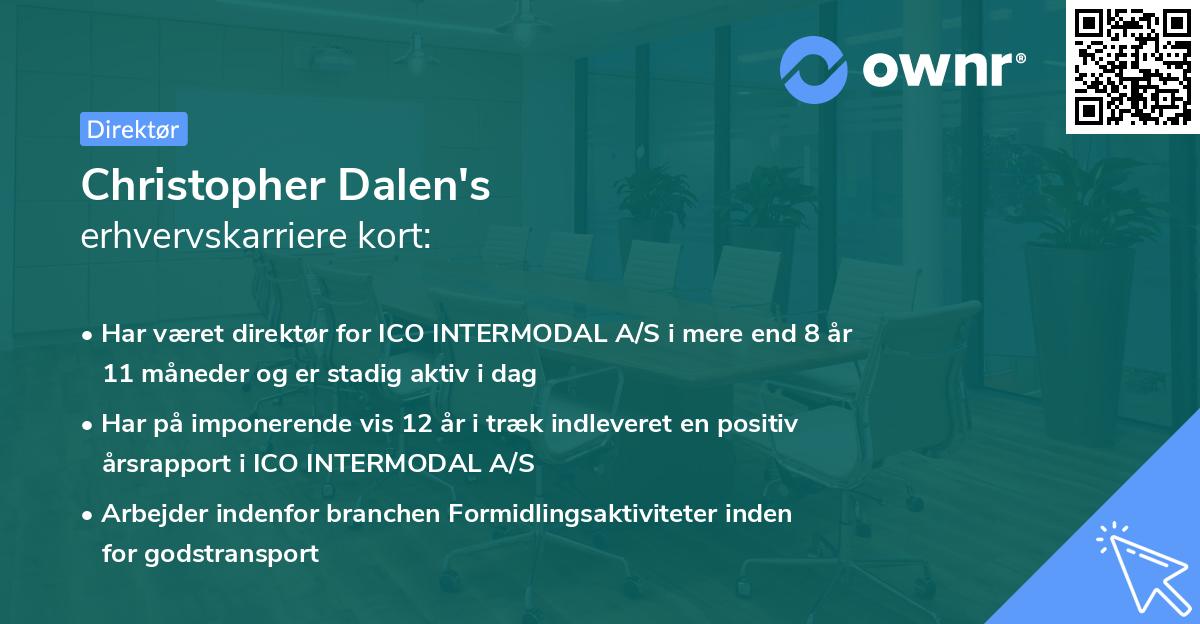 Christopher Dalen's erhvervskarriere kort