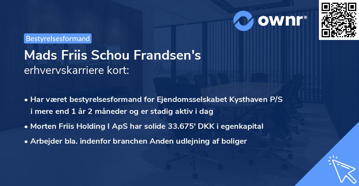 Mads Friis Schou Frandsen's erhvervskarriere kort