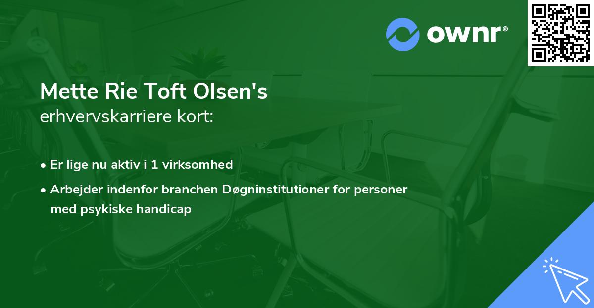 Mette Rie Toft Olsen's erhvervskarriere kort