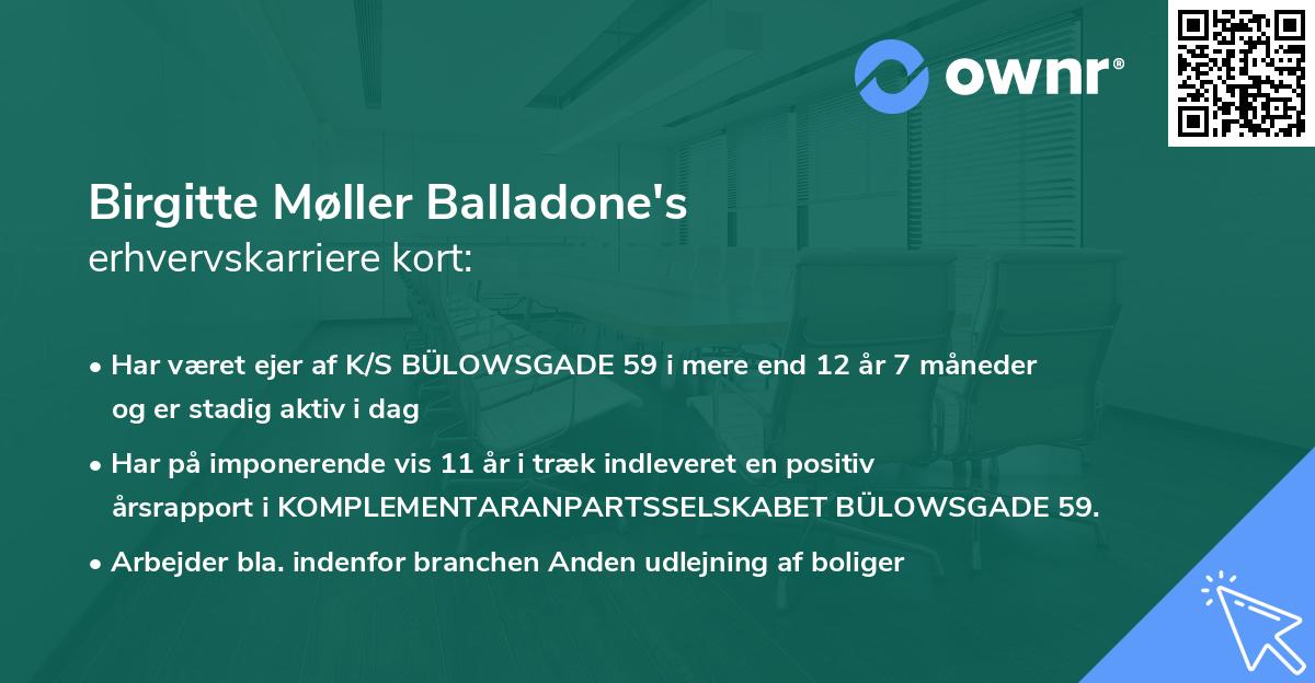Birgitte Møller Balladone's erhvervskarriere kort