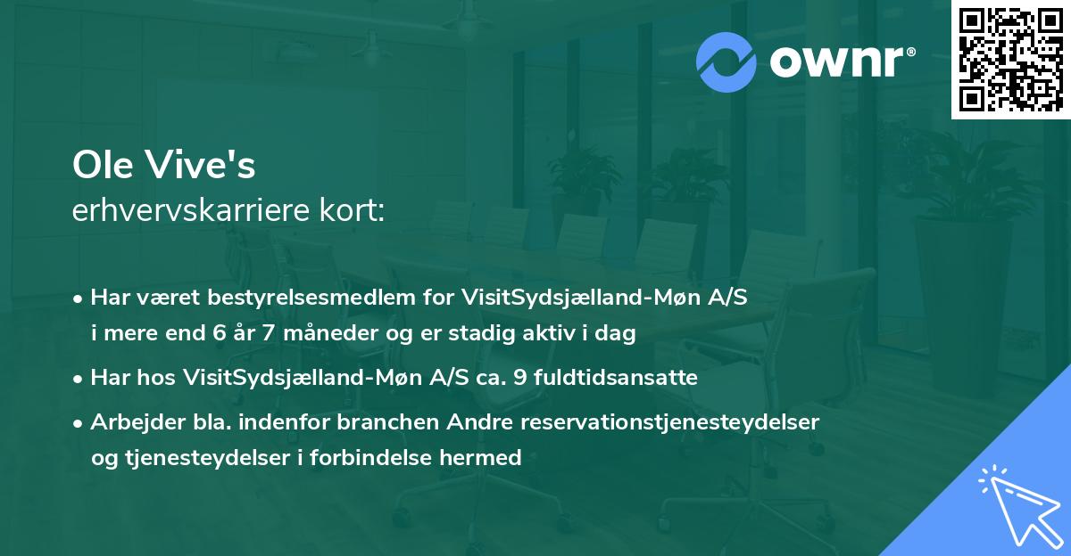 Ole Vive's erhvervskarriere kort