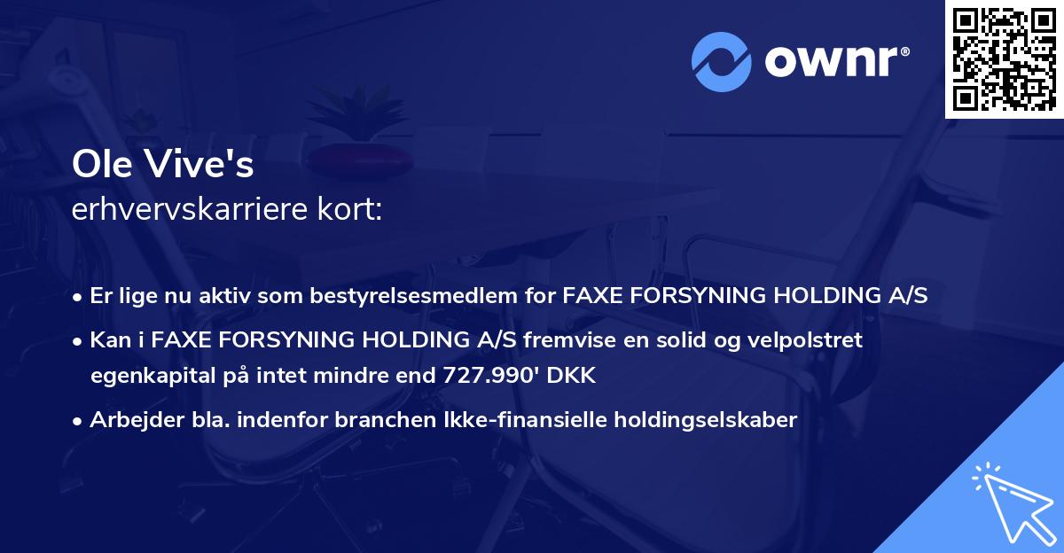 Ole Vive's erhvervskarriere kort