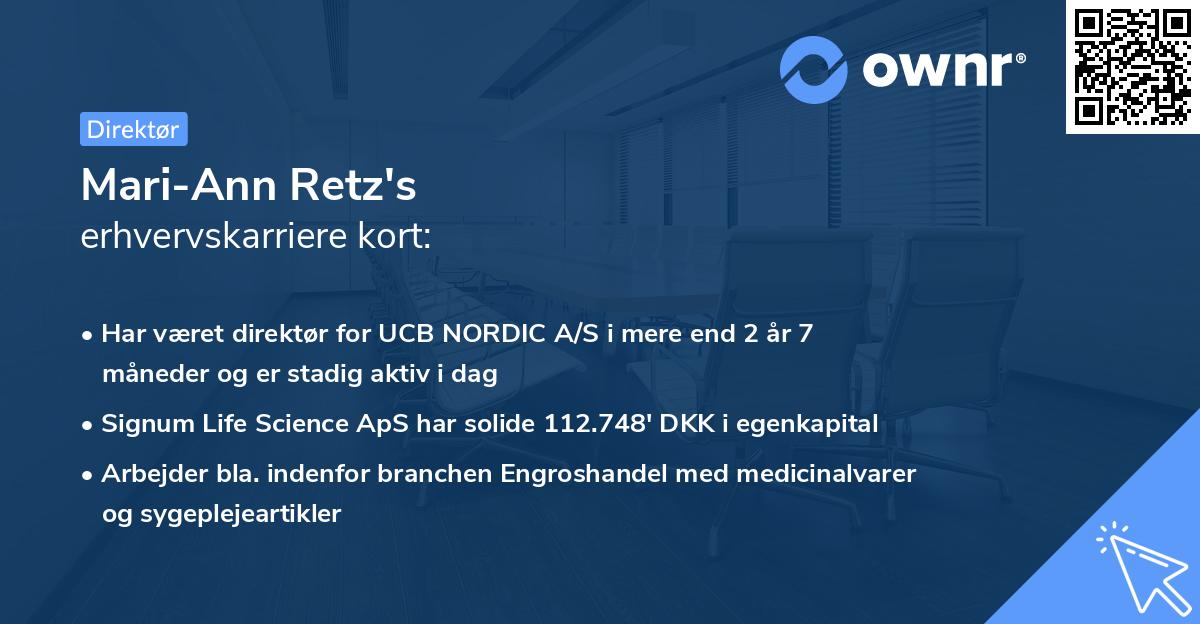 Mari-Ann Retz's erhvervskarriere kort