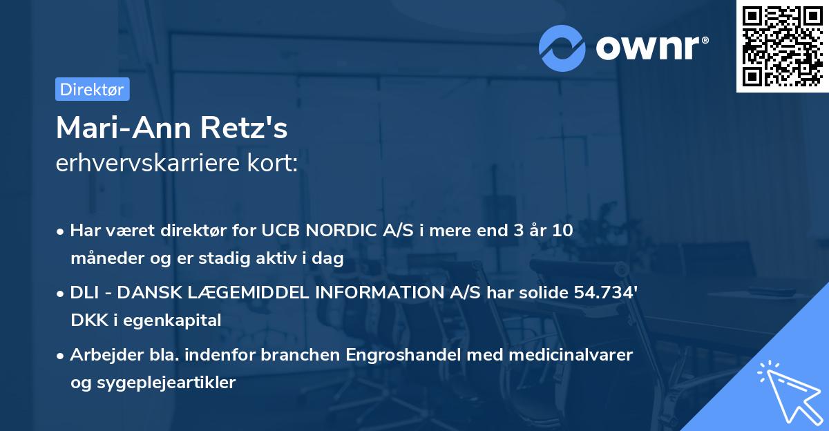 Mari-Ann Retz's erhvervskarriere kort