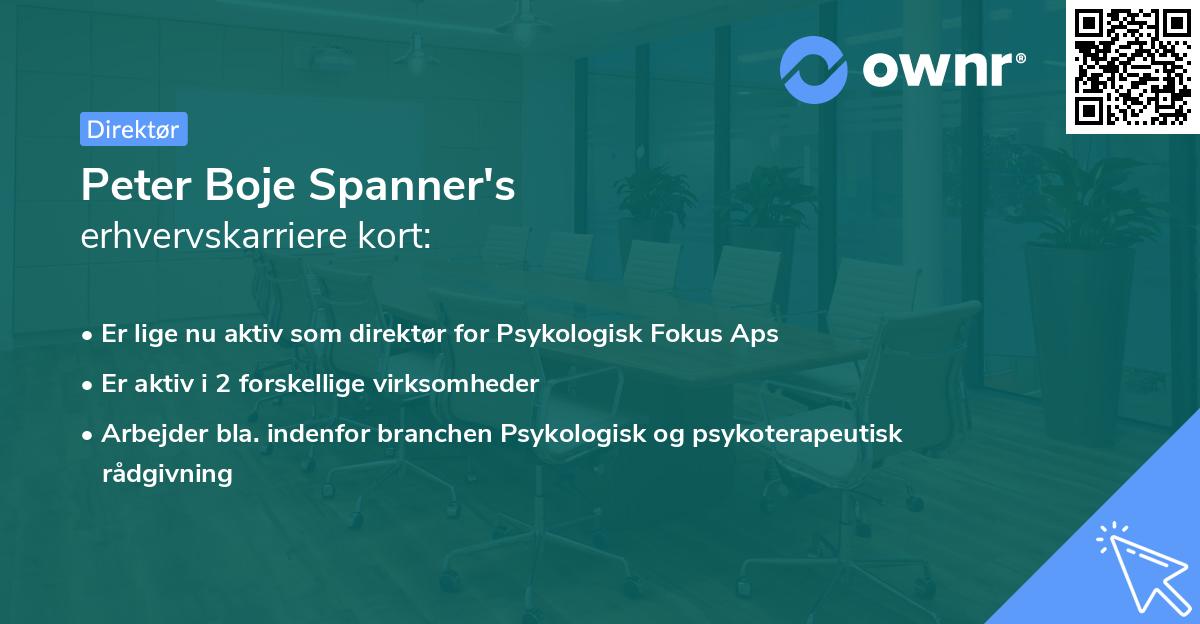 Peter Boje Spanner's erhvervskarriere kort