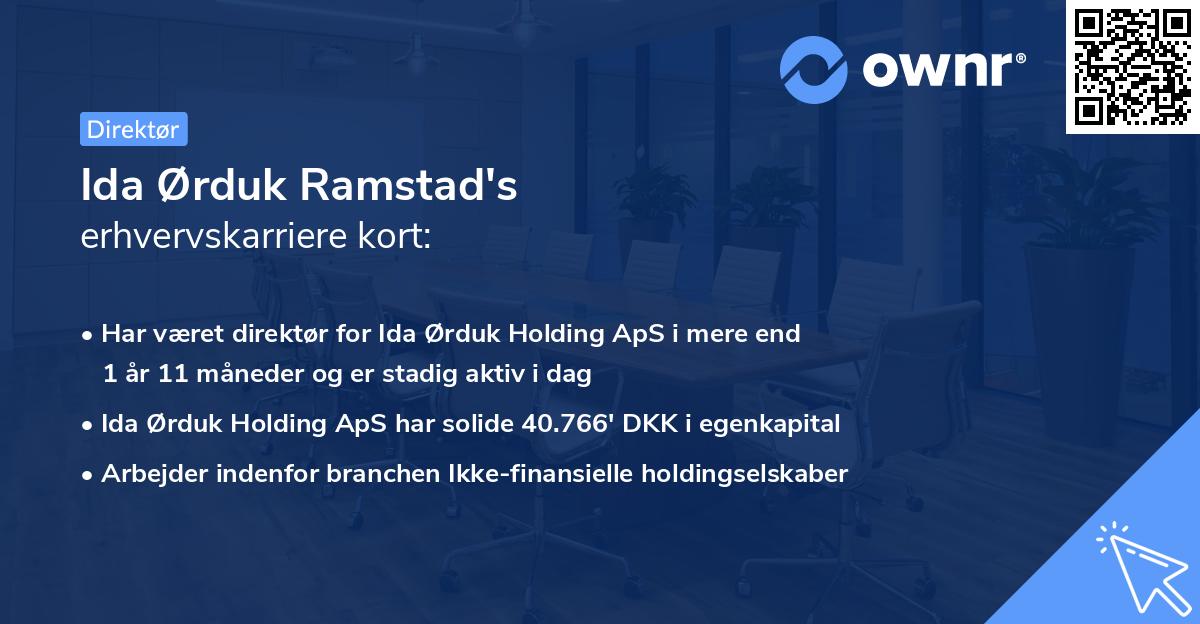 Ida Ørduk Ramstad's erhvervskarriere kort