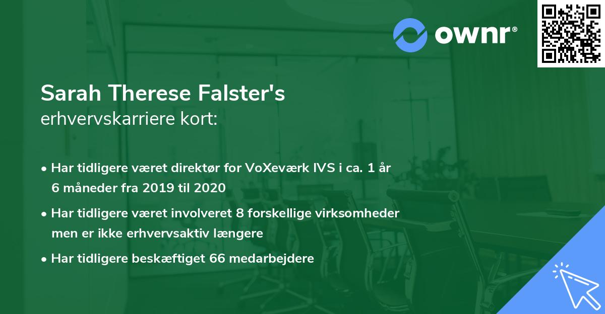 Sarah Therese Falster's erhvervskarriere kort