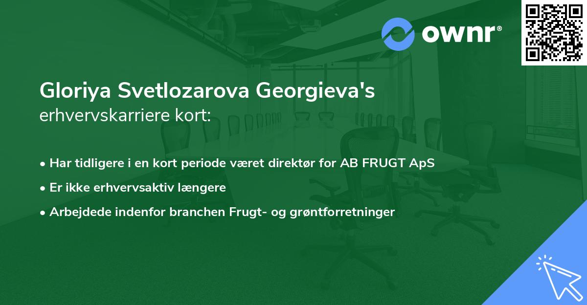 Gloriya Svetlozarova Georgieva's erhvervskarriere kort