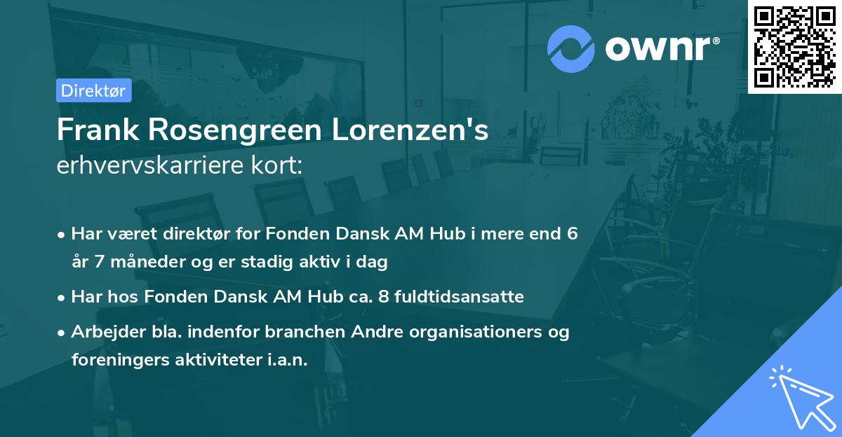 Frank Rosengreen Lorenzen's erhvervskarriere kort