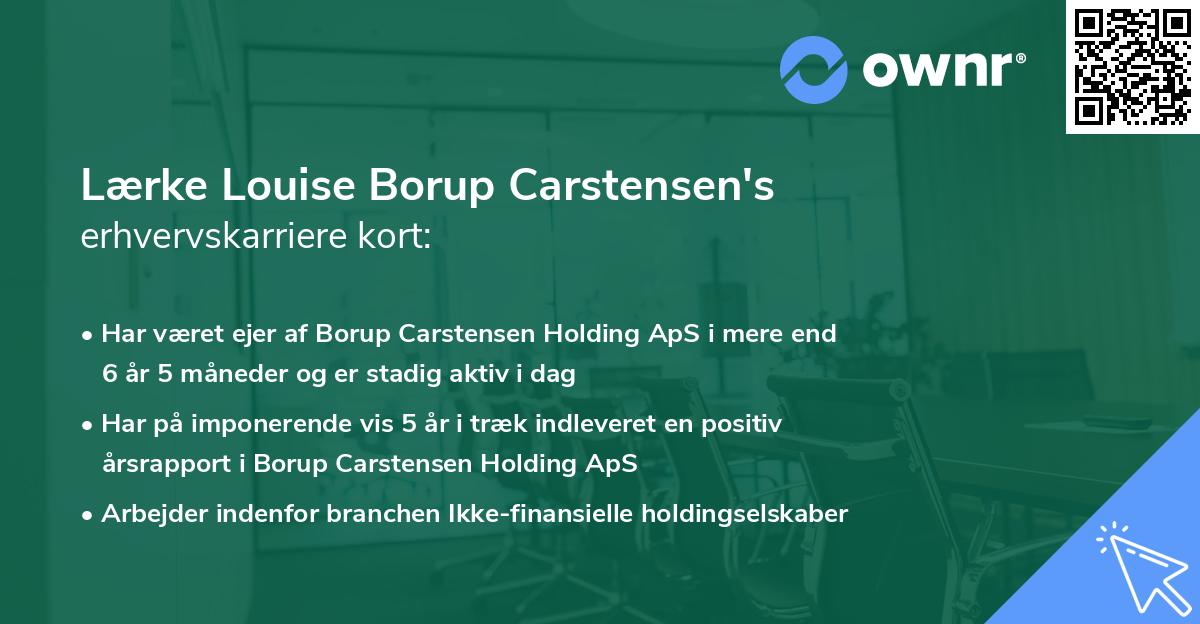 Lærke Louise Borup Carstensen's erhvervskarriere kort