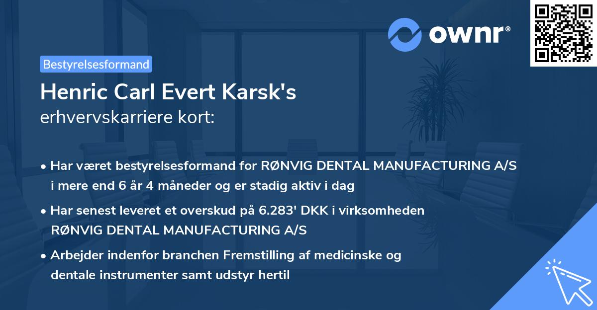 Henric Carl Evert Karsk's erhvervskarriere kort