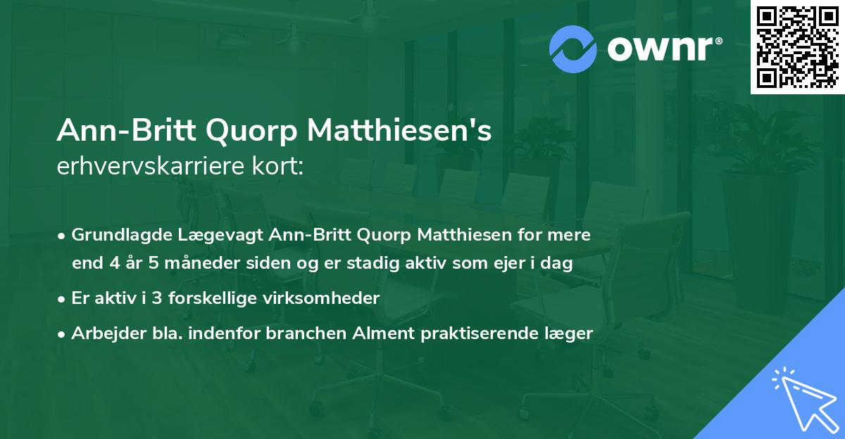 Ann-Britt Quorp Matthiesen's erhvervskarriere kort